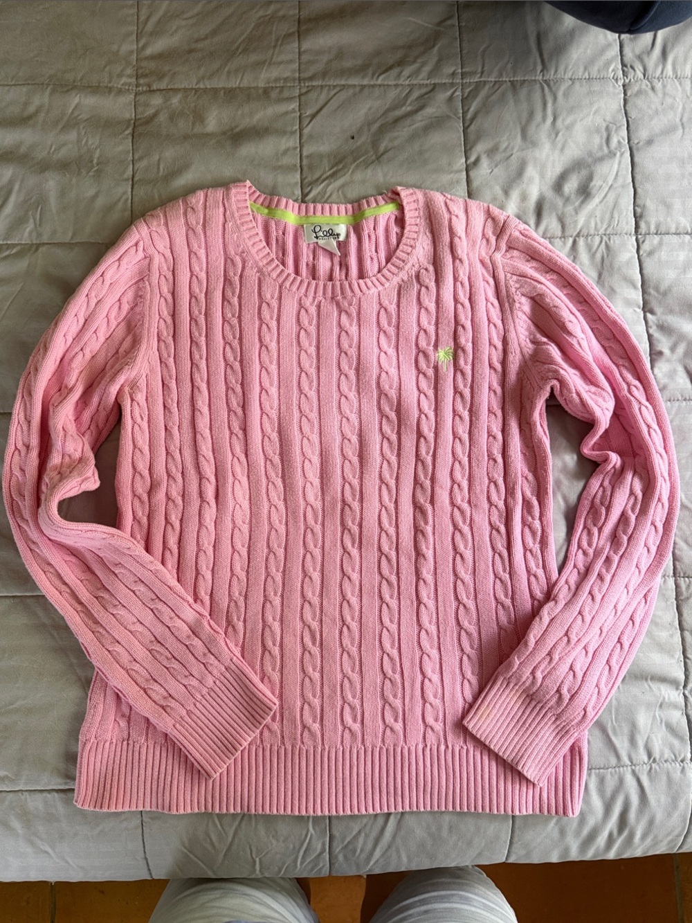 Lilly Pulitzer Pink Cable-Knit Crewneck Sweater